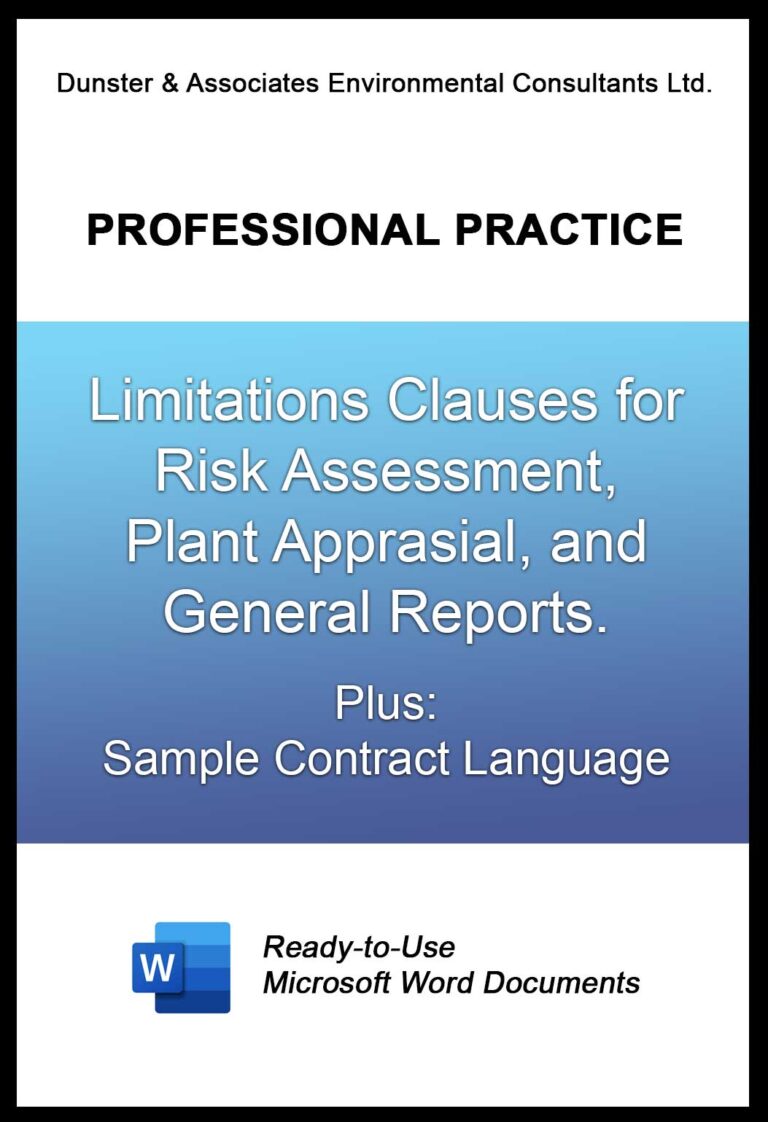 Limitations Clauses for Risk and Appraisal Reports + Sample Contract